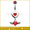 Charming Surgical Steel Angel Red Heart Belly Button Ring